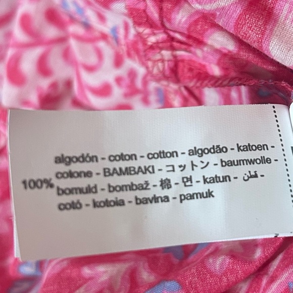 Zara Printed Midi Dress Pink Floral Button Front Tiered Boho Cotton 5029/ - Picture 11 of 13